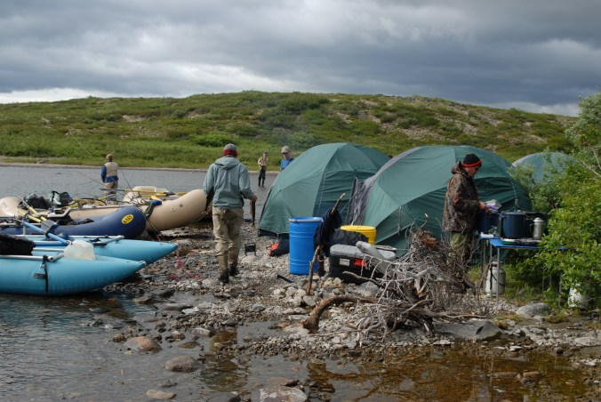 Camping at the mouth of Hammersly Lake.