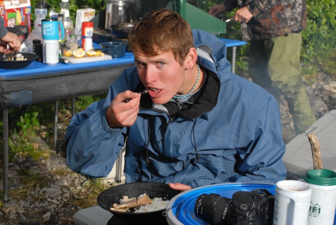 Eating, a favorite Alaska camp activity.
