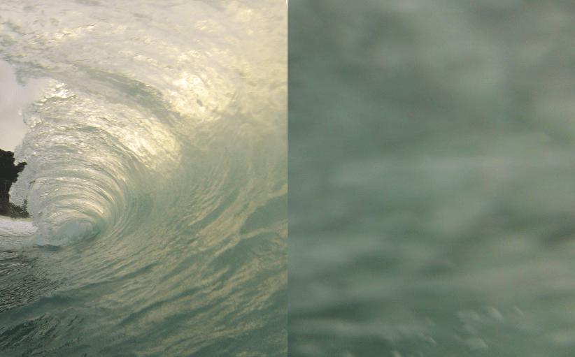 Two images of a wave in Waimea Bay, Hawaii, taken 0.1 s apart, reveal how quickly things can change from beauty to chaos (or vice versa).